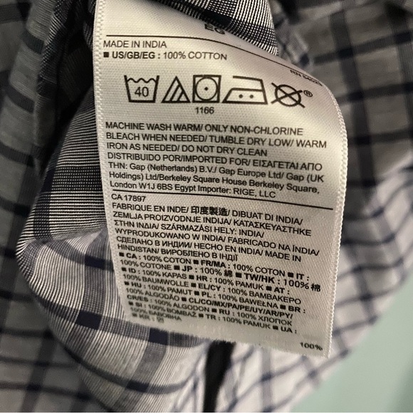 Banana Republic custom 078 wash shirt slim fit gray/black buttoned down size XL - Picture 5 of 5